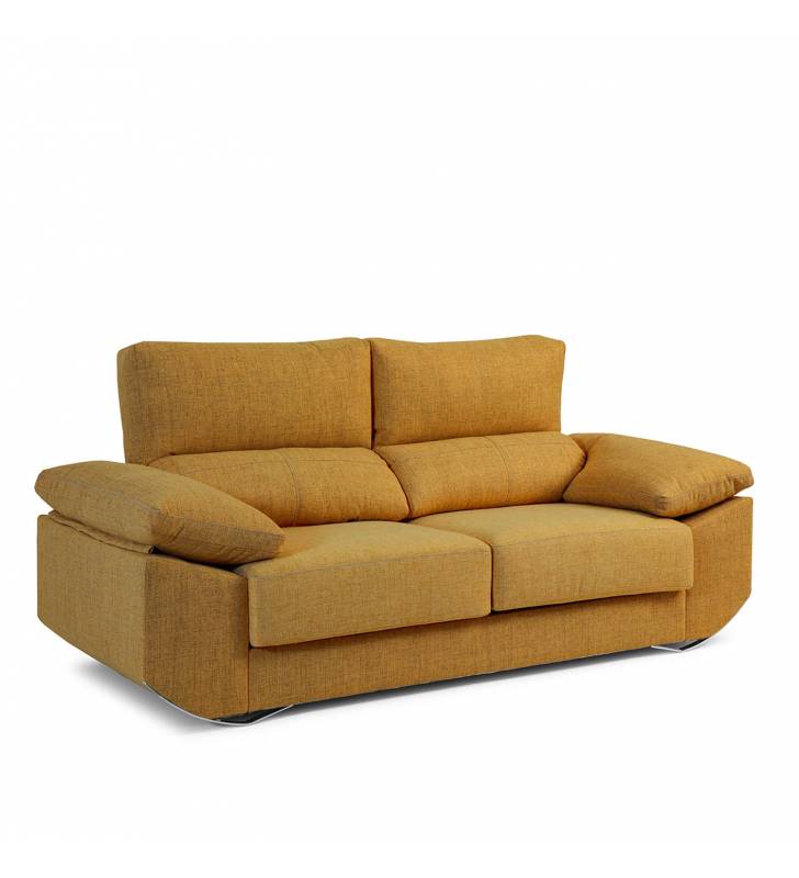 Sofa de 3 Plazas Alaska tapizado en tela Aura Mostaza TopMueble