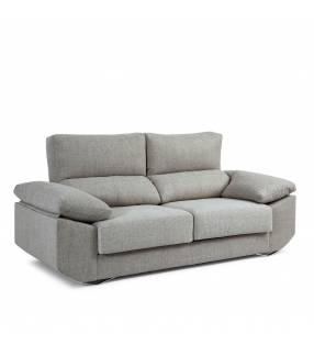 Sofa de 3 Plazas Alaska tapizado en tela Plata Aura TopMueble