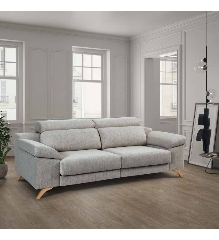 Sofá de 2 Plazas Michigan tapizado en tela Aura Plata TopMueble