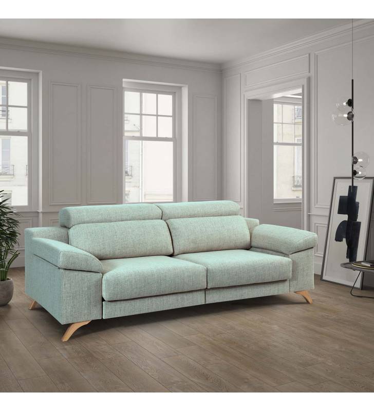 Sofá de 3 Plazas Michigan tapizado en tela Aura Sky TopMueble 6