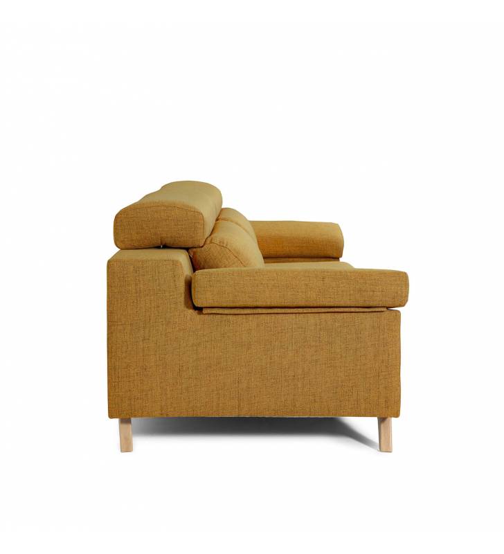 Sofá de 3 Plazas Michigan tapizado en tela Aura Mostaza TopMueble 4