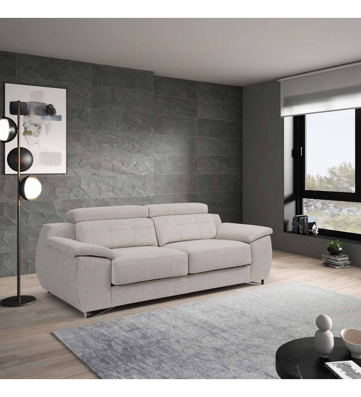 Sofá de 3 Plazas Castellón tapizado en tela Bronx Gris Claro TopMueble 6