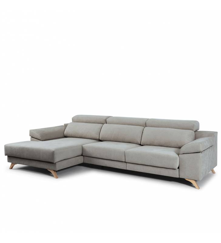 Sofá Chaise Longue Michigan Izquierda Aura Plata TopMueble