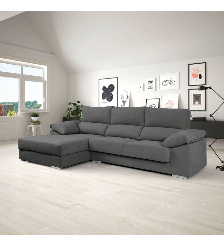 Sofá Chaise Longue Vegas Derecha Bronx Gris TopMueble 6