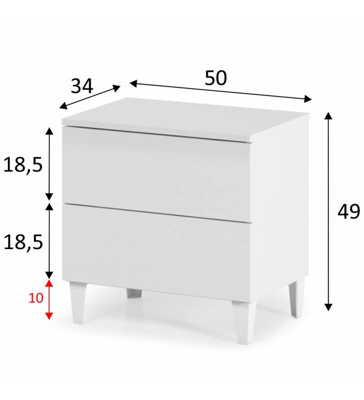 Mesita de noche Valeria Blanco brillo Topmueble 3
