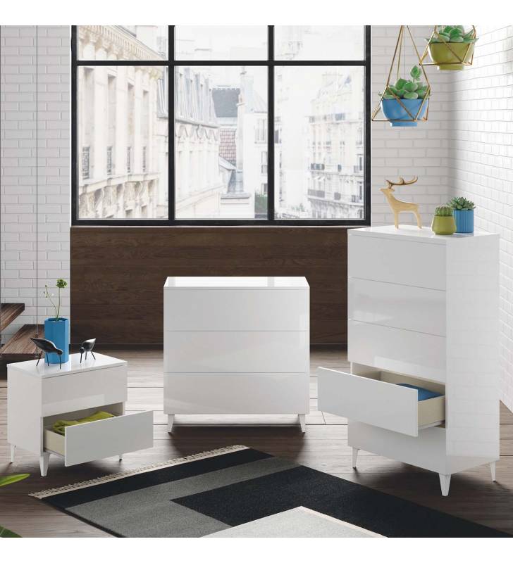 Mesita de noche Valeria Blanco brillo Topmueble 4