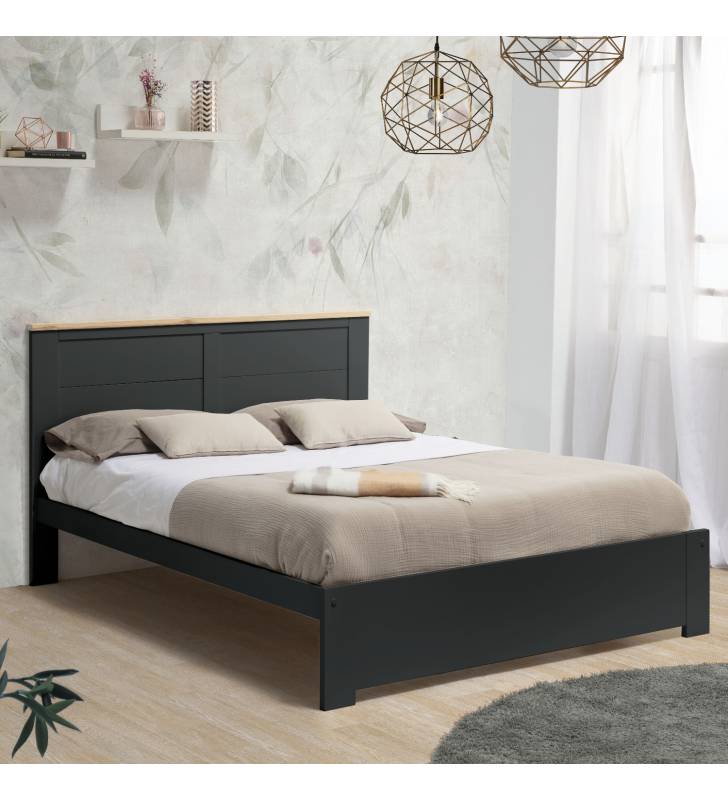 Cama con somier Gris Alaska Ambiente Top Mueble