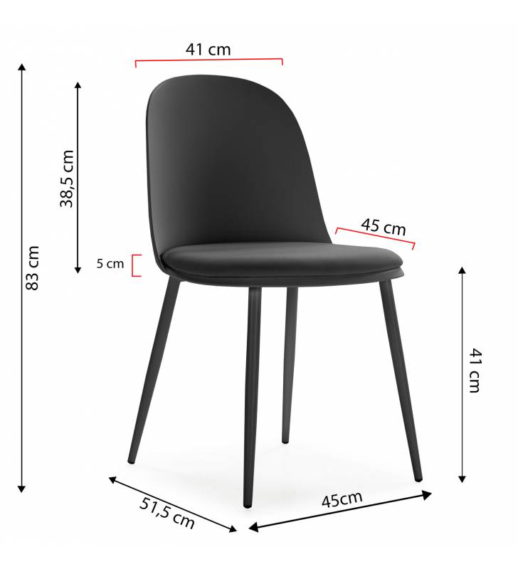 Silla Maseru pack de 4 negro Topmueble 1