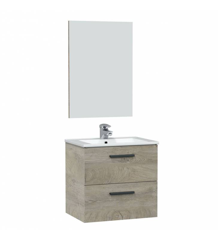 Mueble Baño Miami 2c 60cm con espejo color roble alaska Topmueble 1