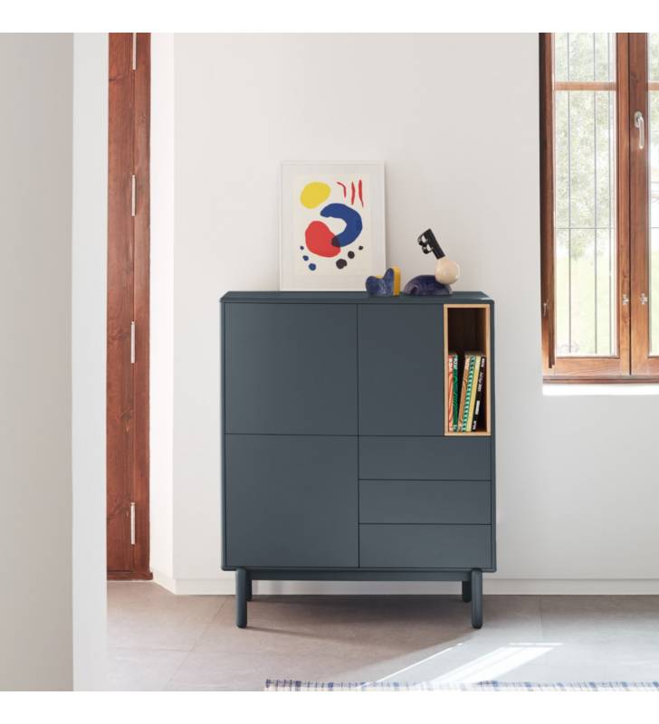 Mueble Auxiliar Gris Antracita Corvo 3P3C Top Mueble Ambiente