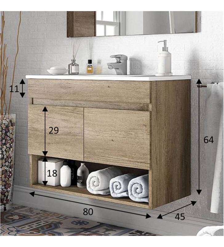 Mueble Baño Qatar 80cm 2p con espejo Topmueble 5
