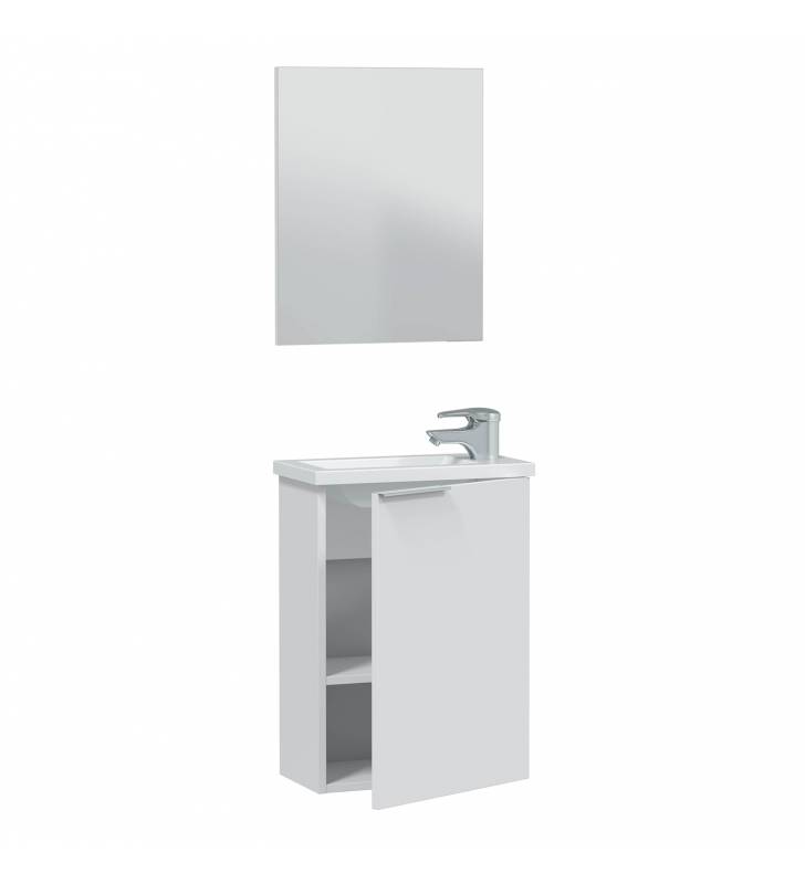 Mueble banuo Emma color blanco con espejo y lavamanos 2
