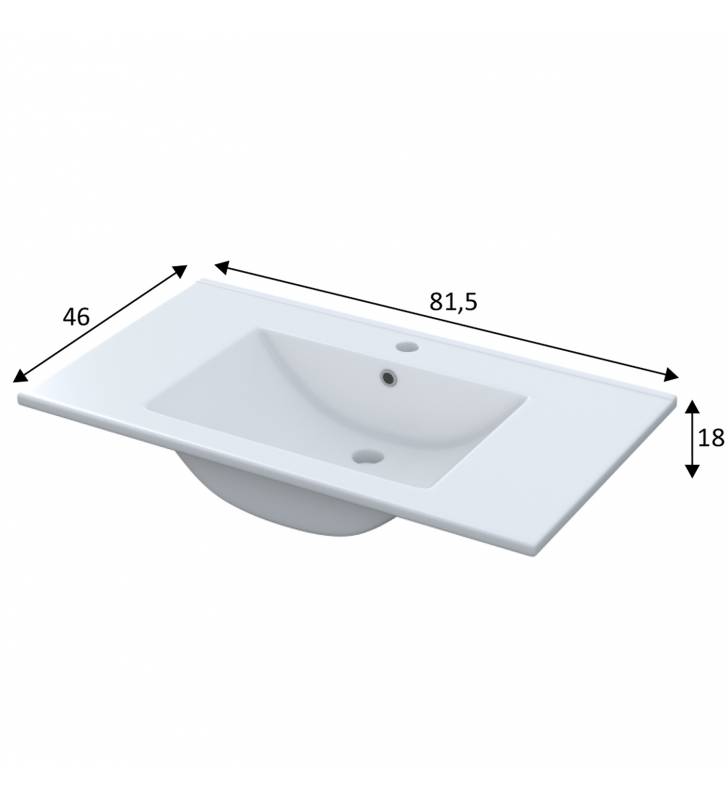 Lavabo lavamanos 80x45cm Cerámico blanco Topmueble 2