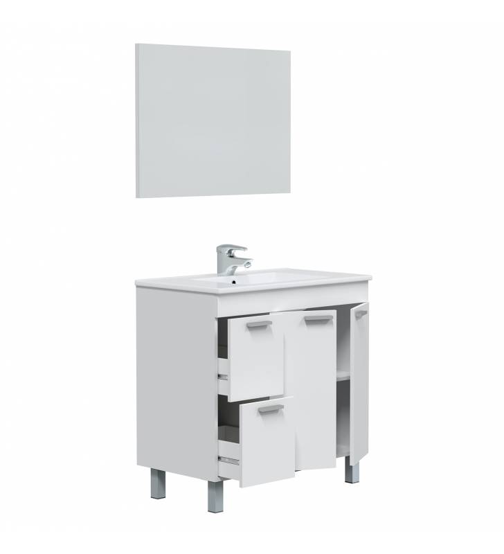 Mueble Baño Aroa color Blanco brillo con espejo Topmueble 4