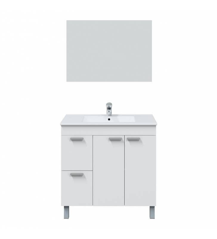 Mueble Baño Aroa color Blanco brillo con espejo Topmueble 5