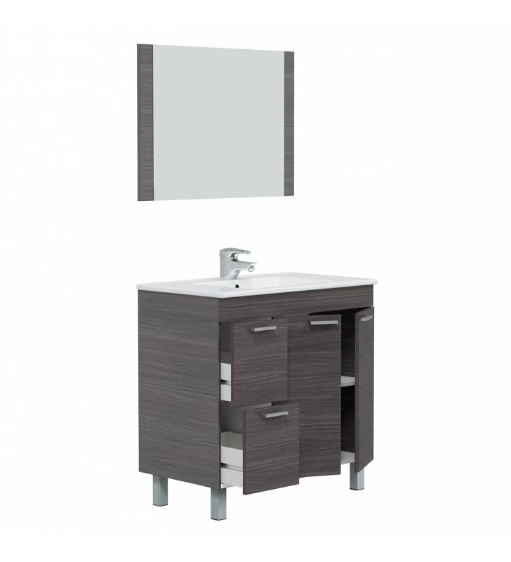 Mueble Baño Aroa color gris ceniza con espejo Topmueble 1