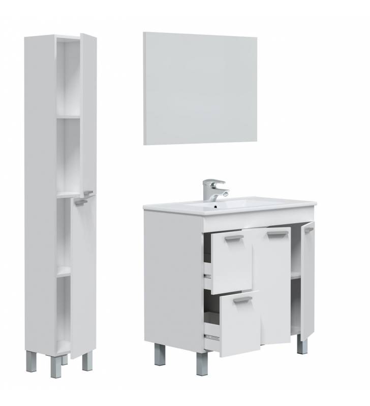 Mueble Baño Aroa color Blanco brillo con espejo Topmueble 2