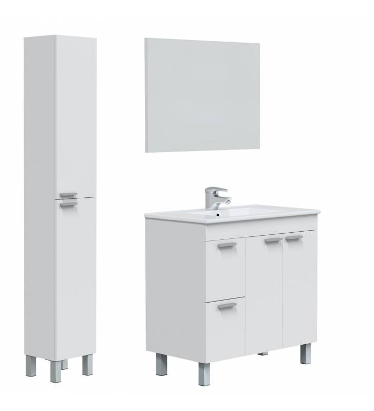 Mueble Baño Aroa color Blanco brillo con espejo Topmueble 1