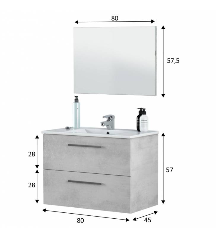 Pack Mueble de Baño Alena 2c Cemento/Blanco Topmueble 7