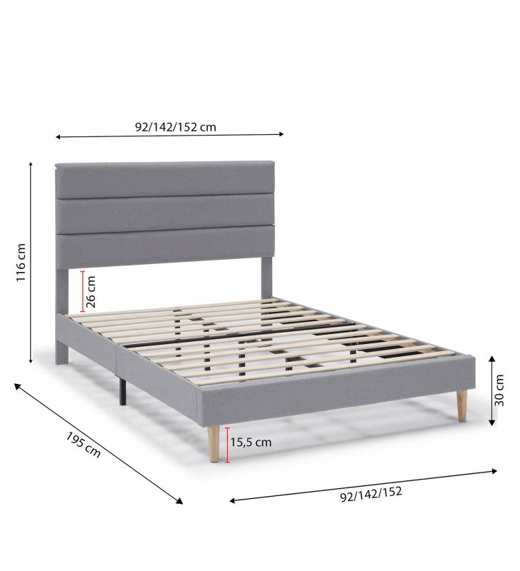 Cama tapizada Adriana color gris Topmueble 1