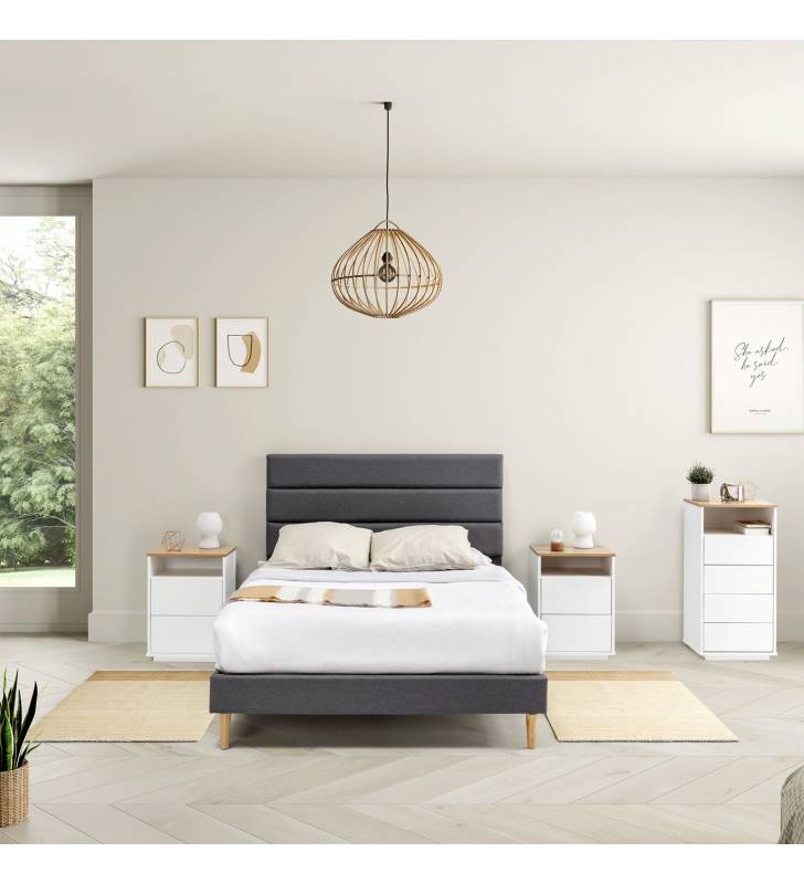 Cama Tapizada Adriana Gris oscuro