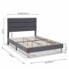 Cama tapizada Adriana gris oscuro medidas