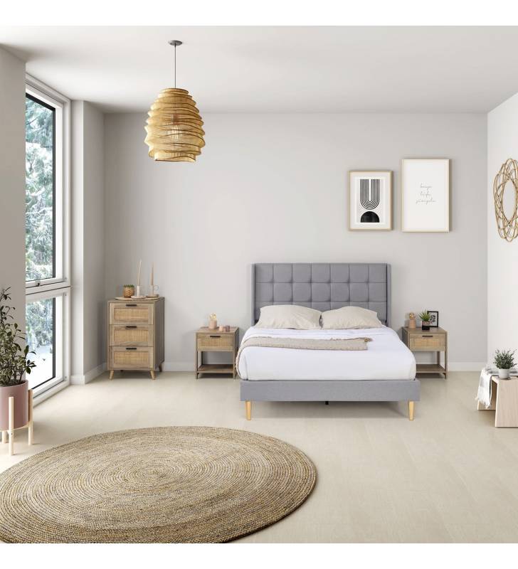 Cama Tapizada Eloise gris claro Topmueble