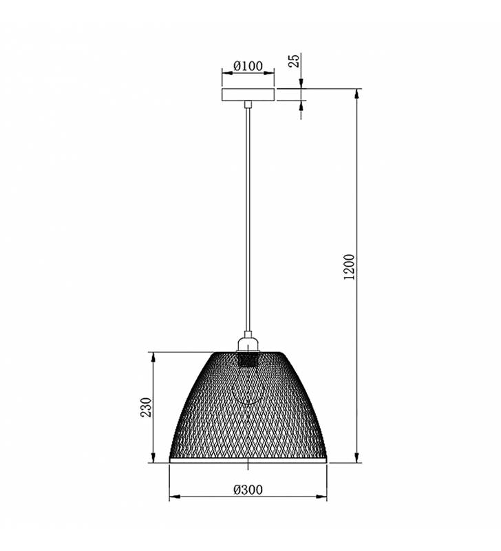 Lampara bambu techo Ragna 30 cm medidas