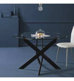 Mesa Redonda 120 cm Negra Rotenburg Top Mueble Ambiente