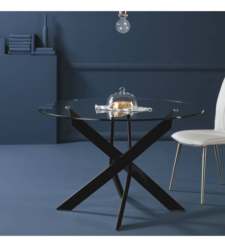 Mesa Redonda 120 cm Negra Rotenburg Top Mueble Ambiente