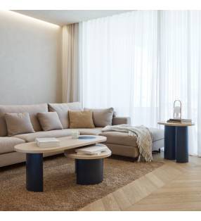 Mesa centro Nori dos alturas negro y roble 3