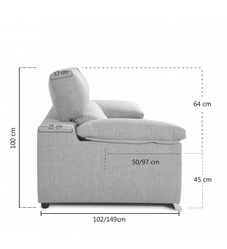 Sofa Chaise longue Kabul Aura medidas 1