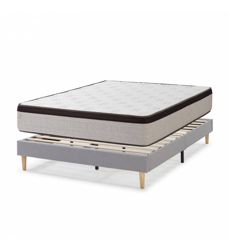 Pack Base Tapizada + Cabezal Andrea gris claro 4