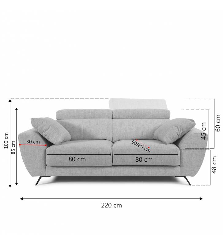 Sofa tapizado tela Cerdenya medidas