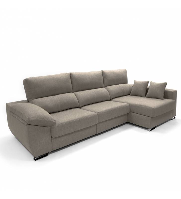 Sofa chaise longue 3 plazas Cancun color marron derecha 1