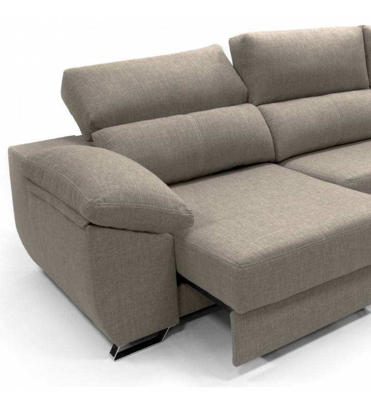 Sofa chaise longue 3 plazas Cancun color marron derecha 4