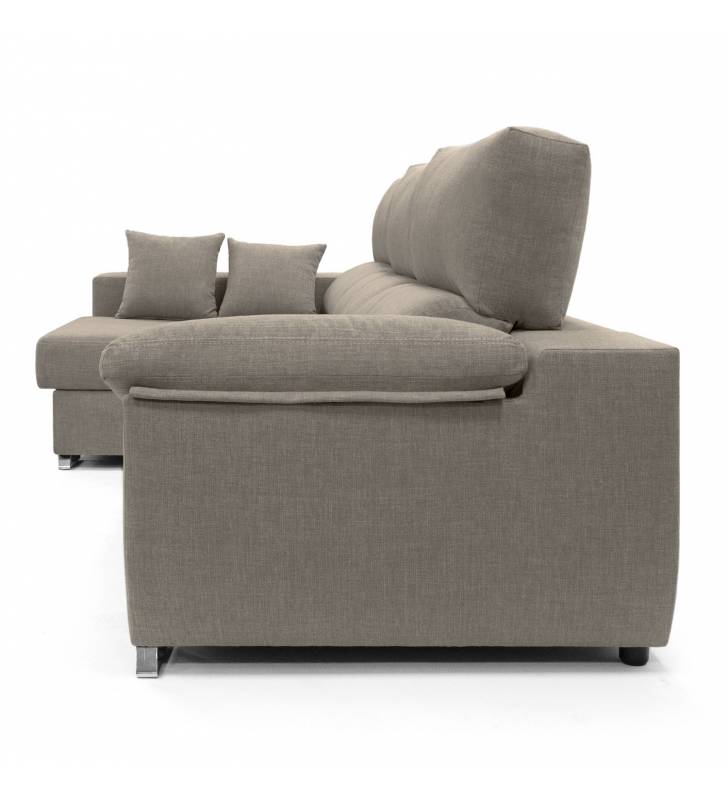 Sofa chaise longue 3 plazas Cancun color marron derecha 2