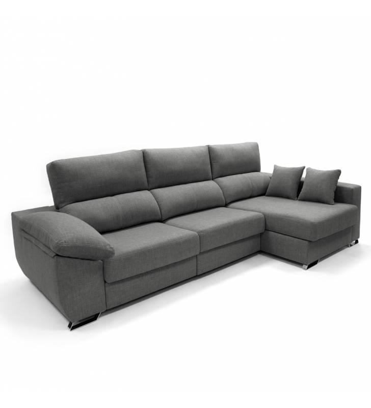 Sofa chaise longue 3 plazas Cancun color gris oscuro derecha 1