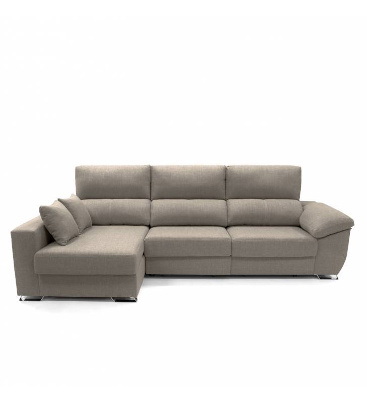 Sofa chaise longue 3 plazas Cancun izquierda color marron