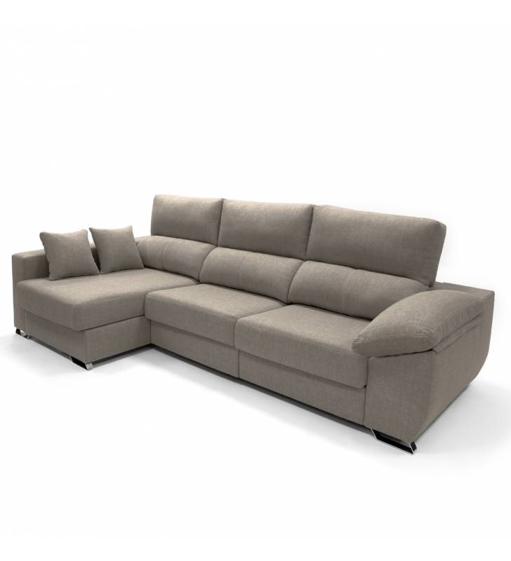 Sofa chaise longue 3 plazas Cancun izquierda color marron 1