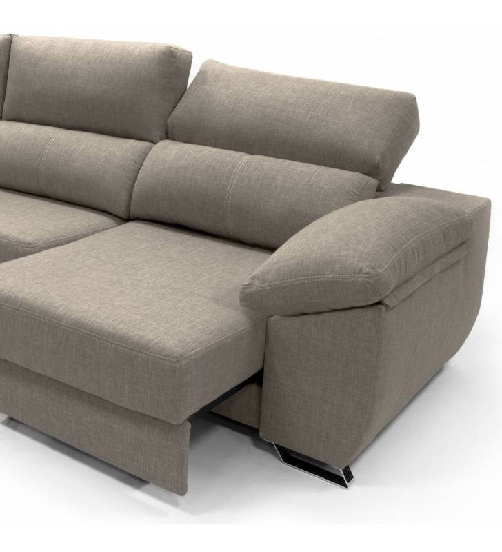 Sofa chaise longue 3 plazas Cancun izquierda color marron 4