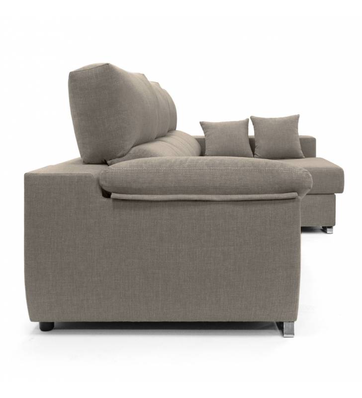 Sofa chaise longue 3 plazas Cancun izquierda color marron 2