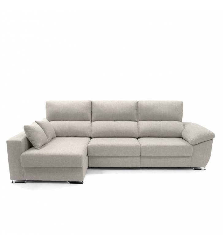 Sofa chaise longue 3 plazas Cancun izquierda color beige