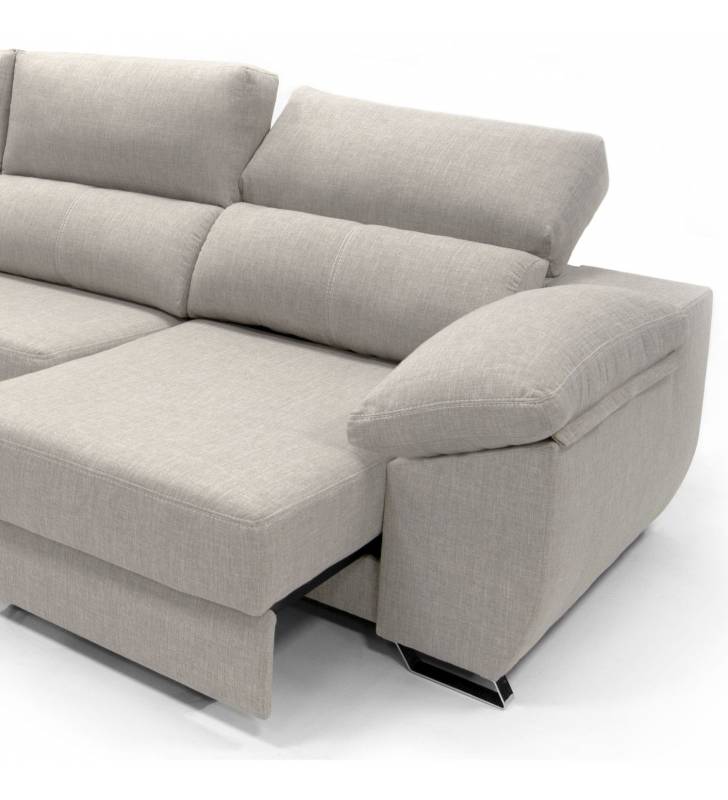 Sofa chaise longue 3 plazas Cancun izquierda color beige 4