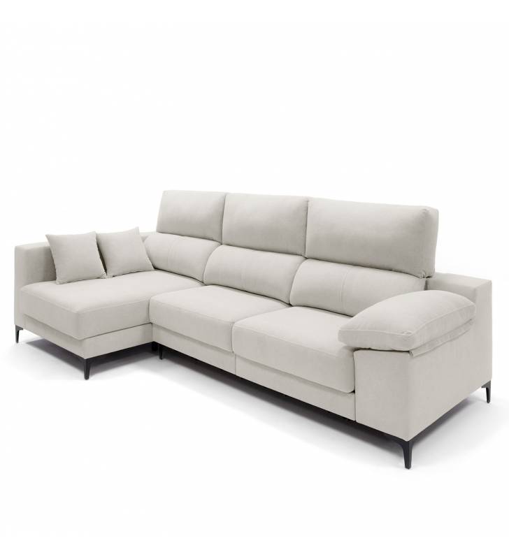 Sofa con chaise longue Ness beige claro lado izquierdo
