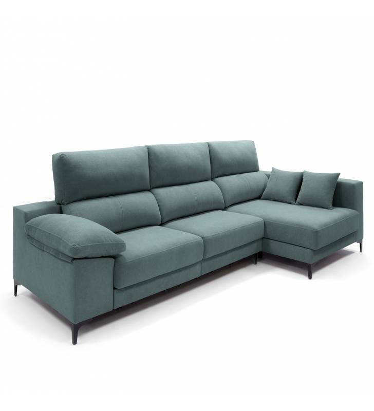 Sofa con chaise longue Ness verde 1
