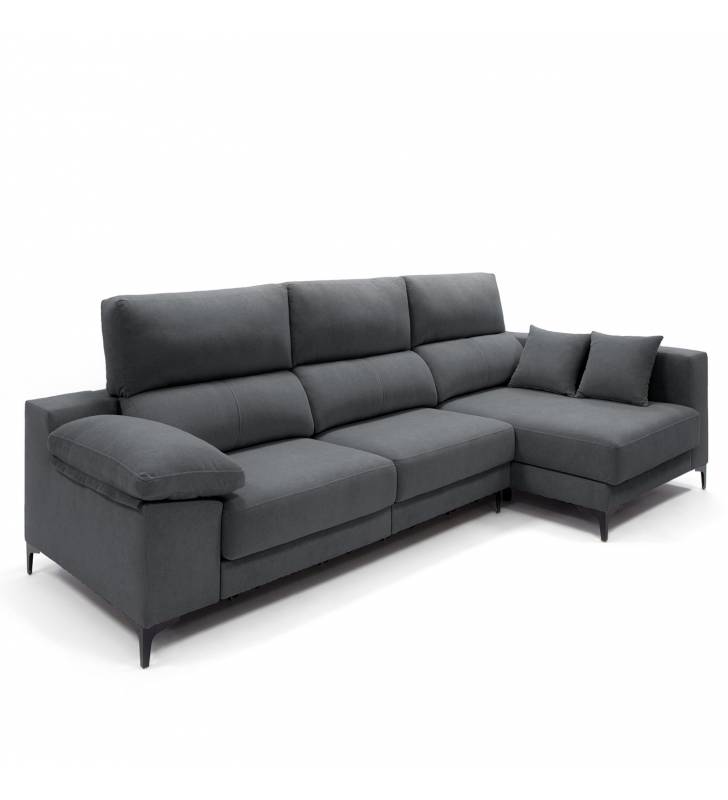 Sofa con chaise longue Ness gris oscuro 1