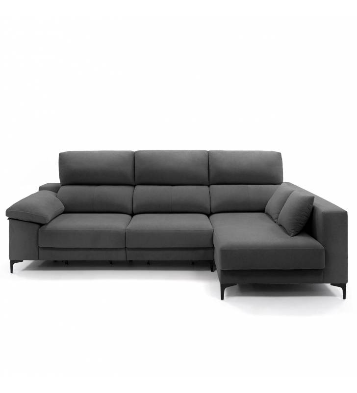 Sofa con chaise longue Ness gris oscuro