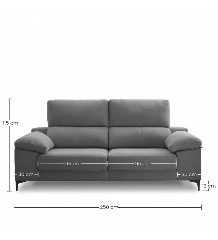 Sofa extensible 3 plazas Ness gris oscuro 5