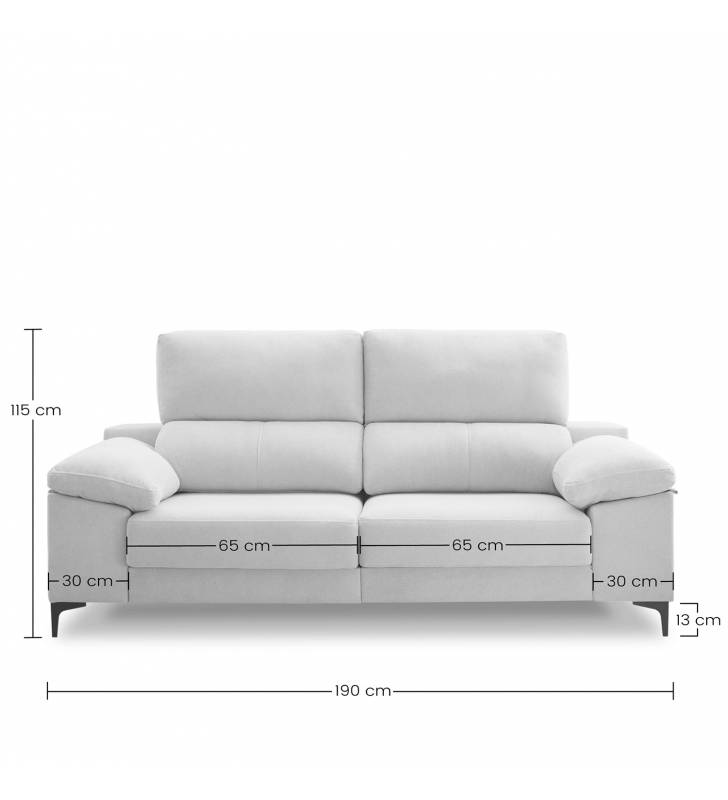Sofa extensible 2 plazas Ness medidas